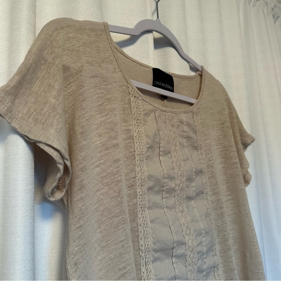 Cynthia Rowley Linen Blend Peasant Blouse Top Women’s Large Boho Babydoll Cream - Picture 2 of 11